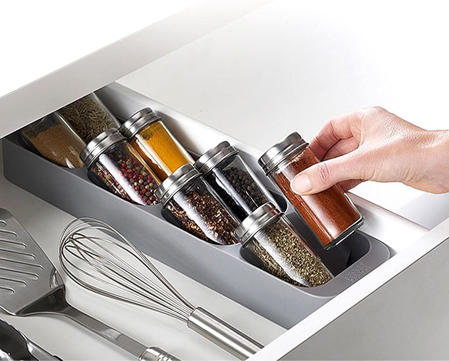 Szuflada do przechowywania przypraw 8-komorowa skrzynka do przechowywania akcesoriów kuchennych Szuflada do przechowywania przypraw kuchennych - szar