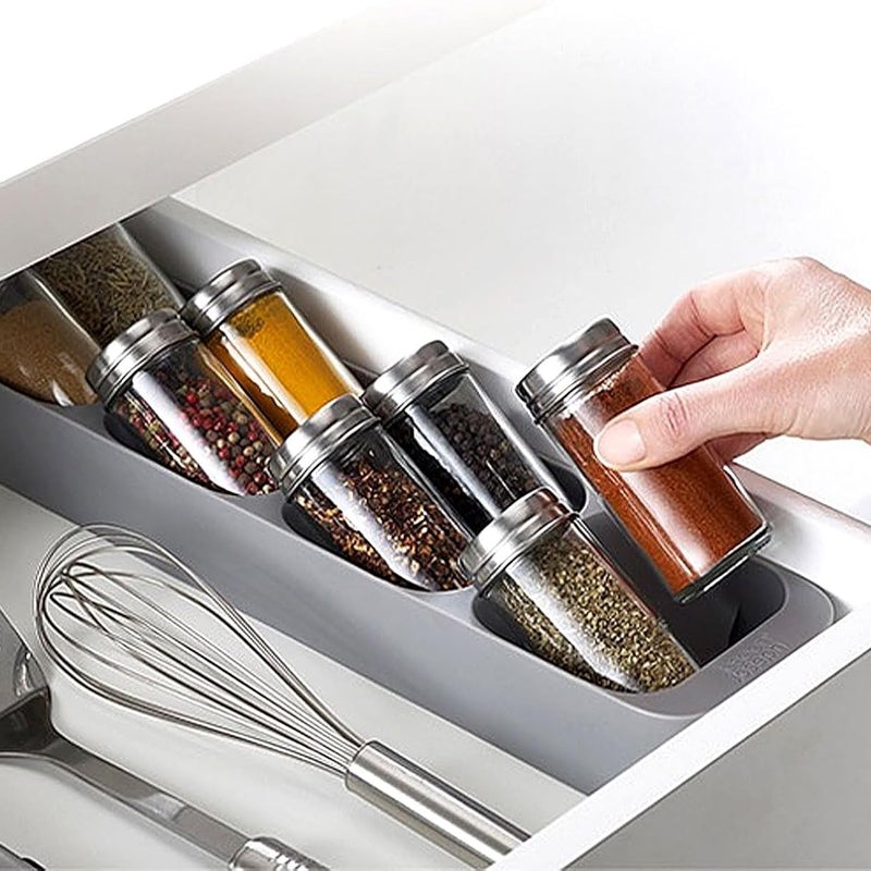 Szuflada do przechowywania przypraw 8-komorowa skrzynka do przechowywania akcesoriów kuchennych Szuflada do przechowywania przypraw kuchennych - szar