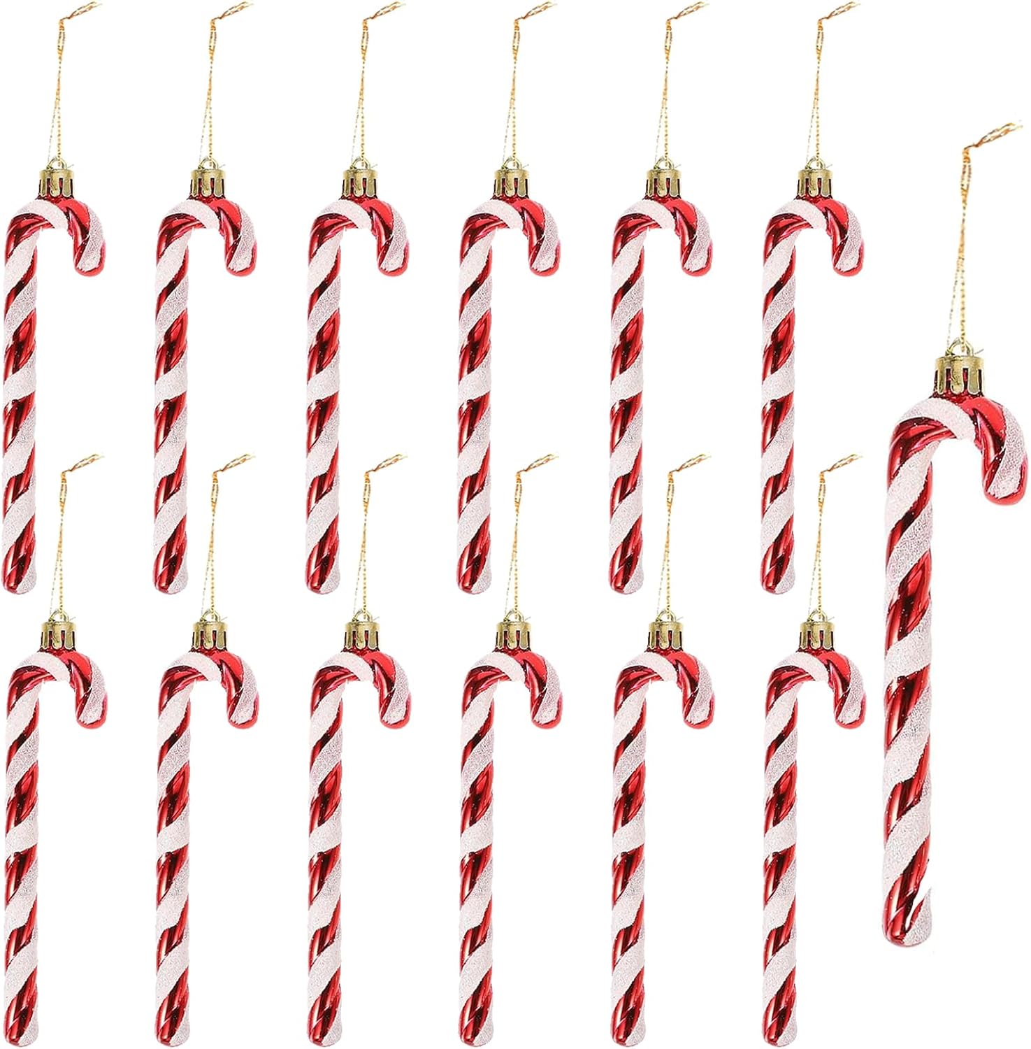 Lot de 12 décorations de Sapin de Noël en Forme de Canne à Sucre d'orge (Blanc/Rouge) - 3