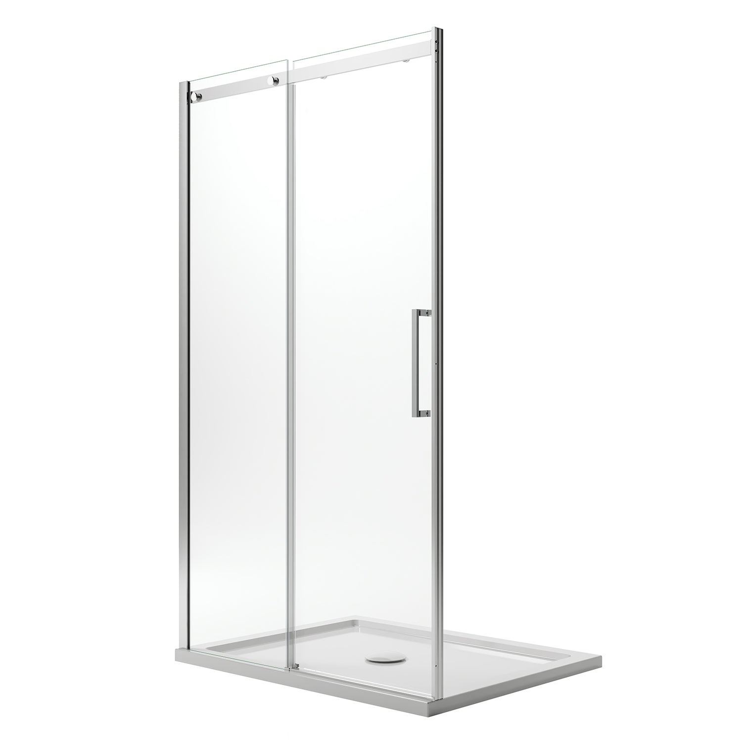 Porte De Douche Coulissante Idralite Prime - 150cm X 198cm, Verre 8mm Transparent, Gauche, Finition Noire, Anticalcaire, Neuve