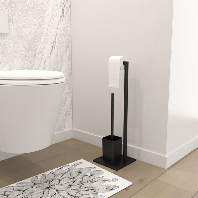 Cepillo de WC negro mate con base - CUBY WC