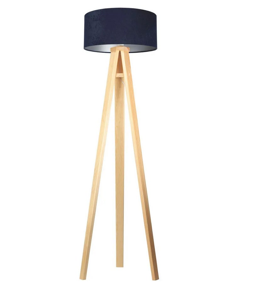 Lampa stojąca HOME 40 granatowa/srebrna/sosna