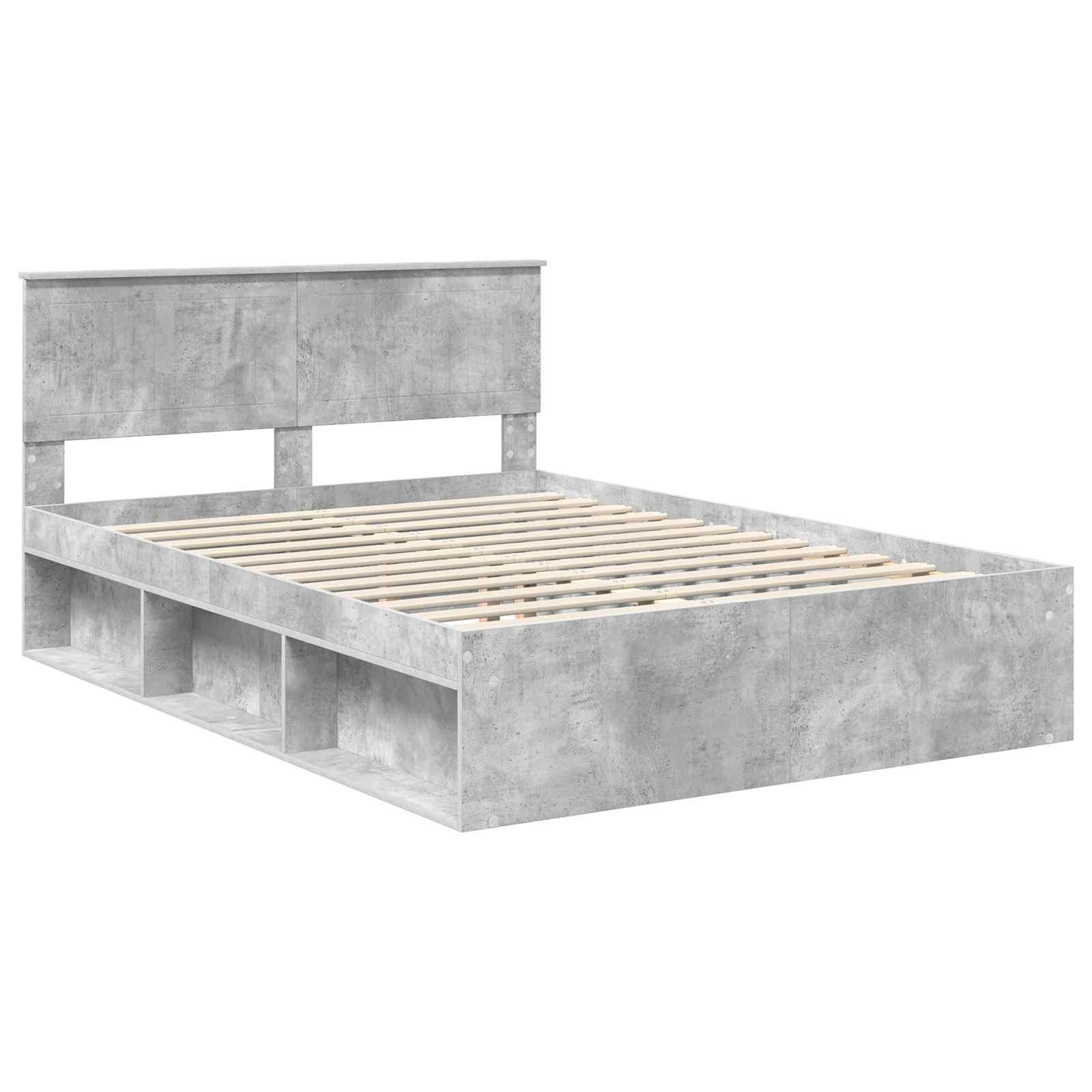 Cadre de lit gris béton 135 x 190 cm en pin massif - 4