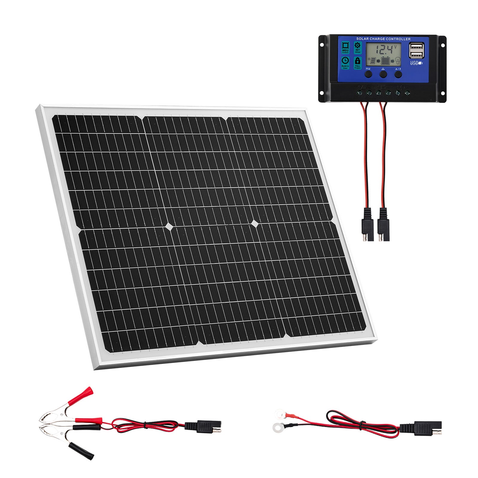 Ładowarka akumulatora solarna 12 V 50 W z regulatorem MPPT, IP65, do kampera