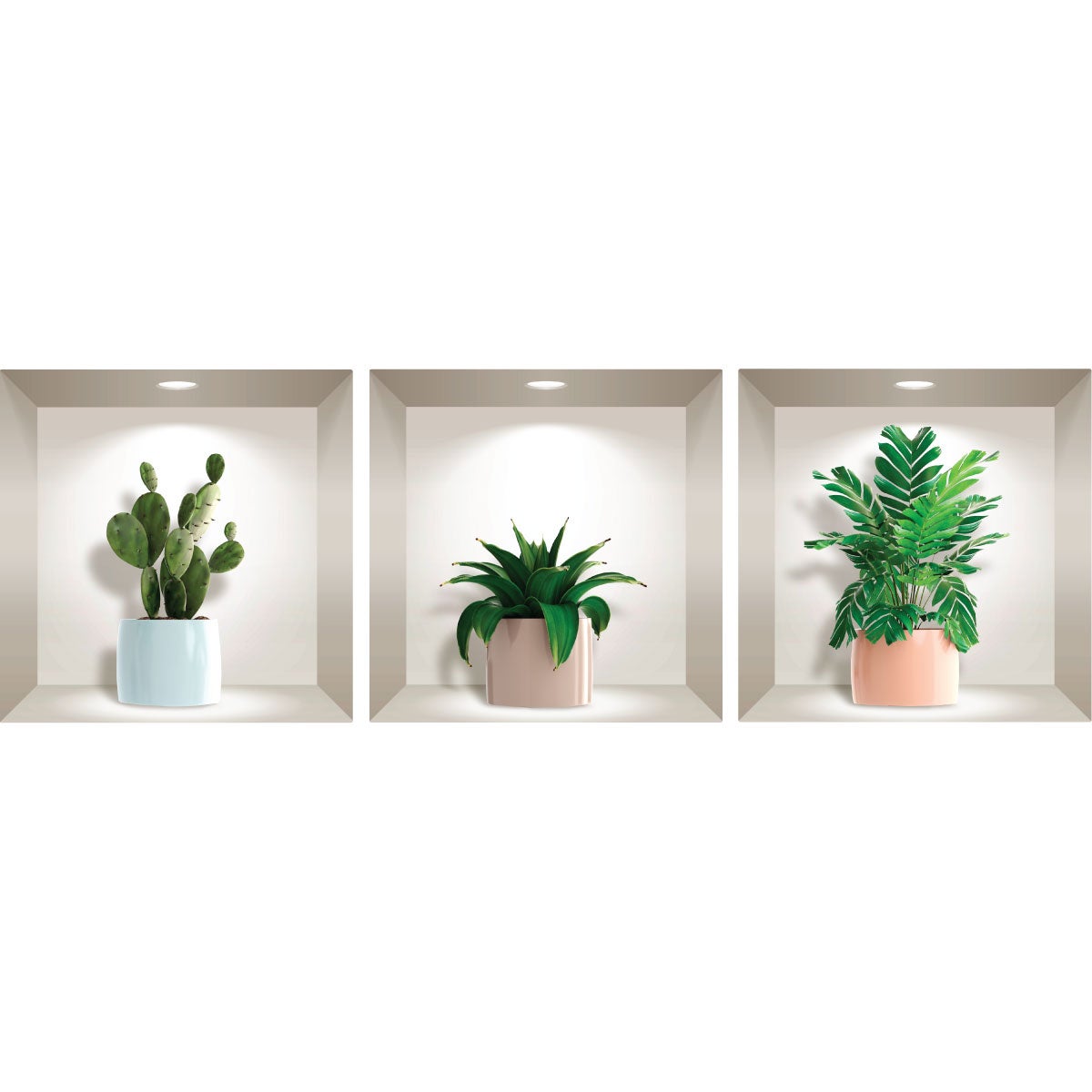 Adesivo 3D piante d'appartamento e cactus - Sticker adesivo - adesivi murali - 30x90cm - 4