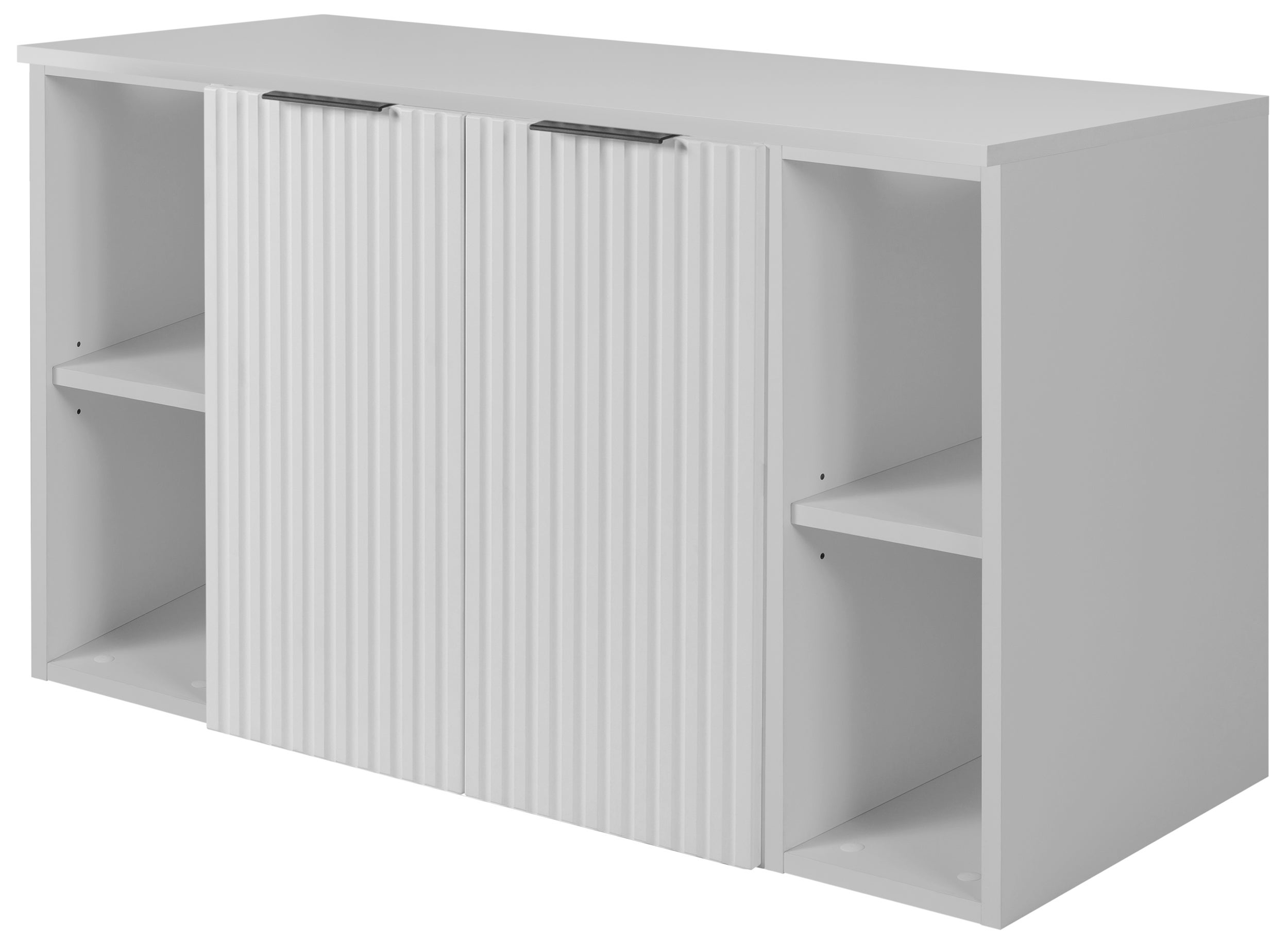 Zestaw łazienkowy FLOW 100 cm biały z regałami ryflowany front