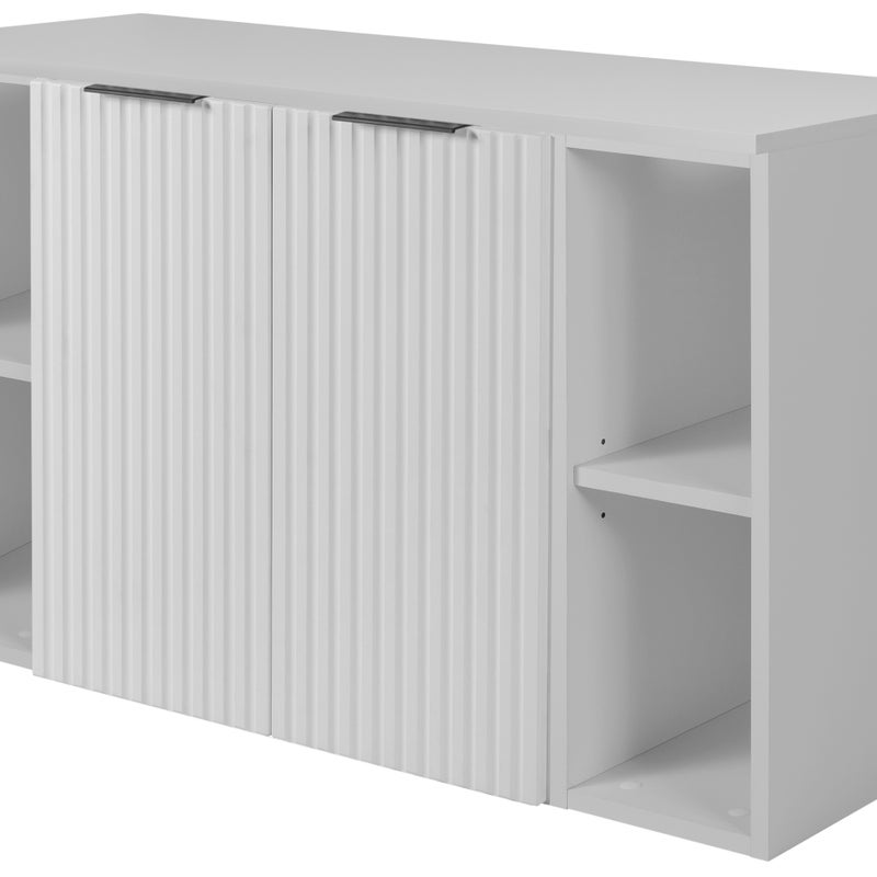 Zestaw łazienkowy FLOW 100 cm biały z regałami ryflowany front