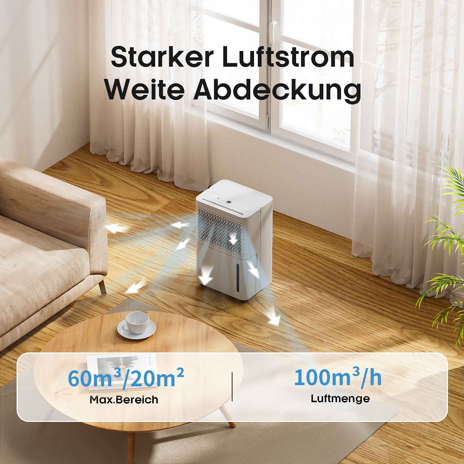 Deshumidificador 12L/Día para Hogar 15-20㎡｜Control Automático de Humedad｜Doble Drenaje｜Silencioso ≤42dB - 7