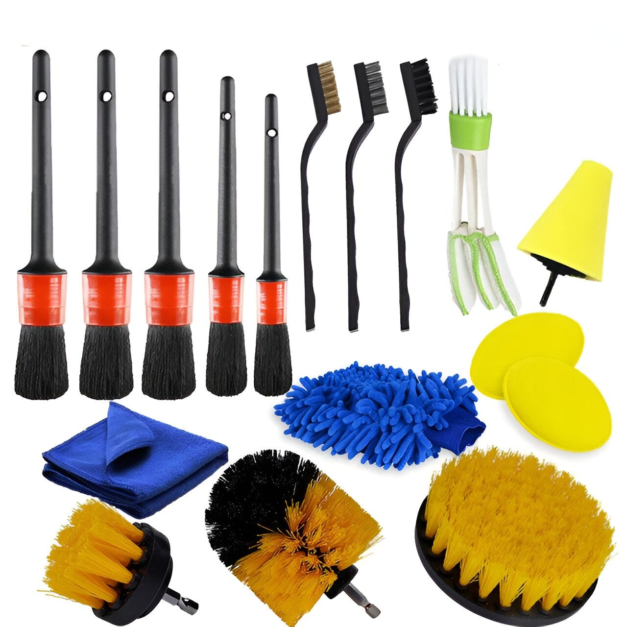 Set accesorii curatare auto Flippy, 17 piese, interior si exterior