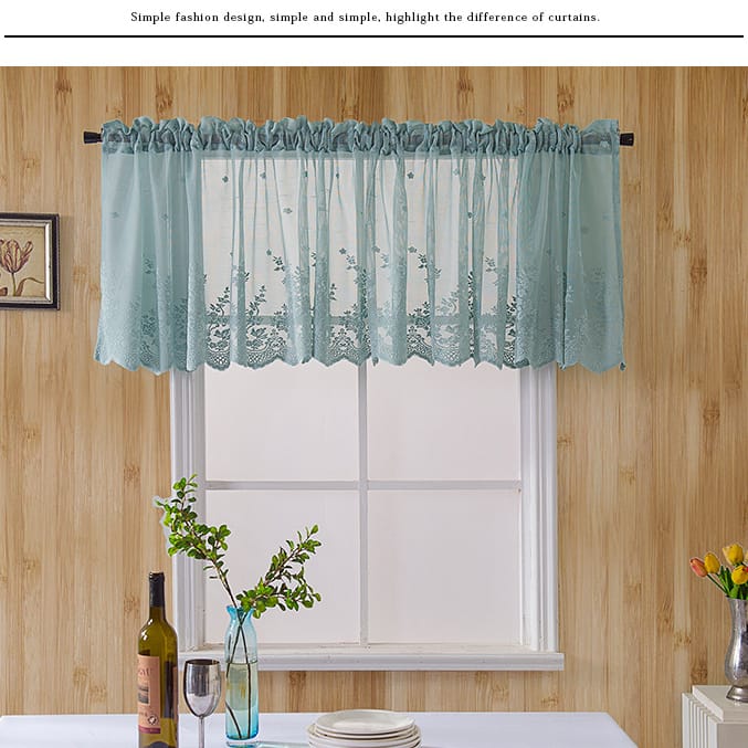 1. Zasłona tiulowa, zasłona tiulowa żakardowa, zasłona w stylu rustykalnym, karnisz nie jest wliczony w cenę, niebieska (szer. 74 cm x wys. 61 cm) - 4