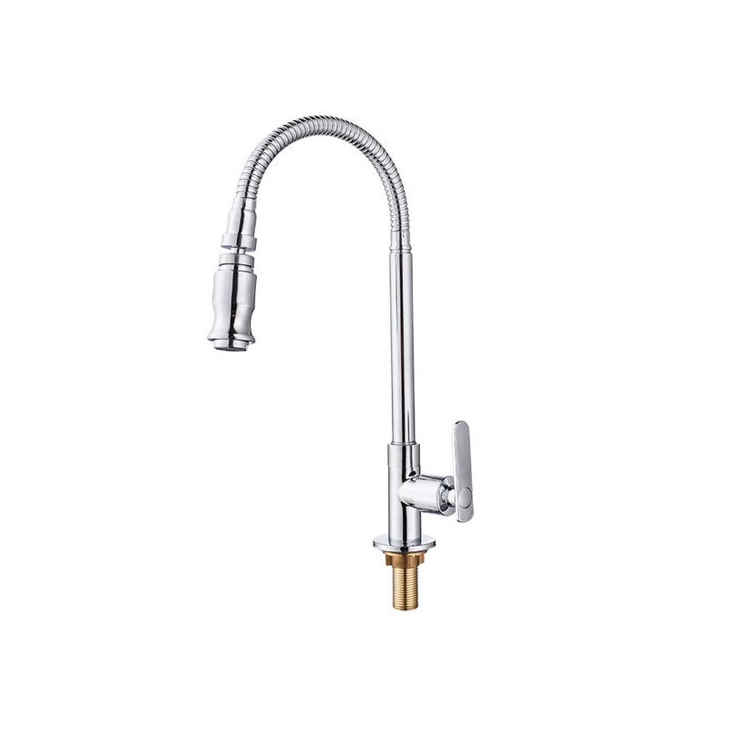 Bateria zlewozmywakowa zewnętrzna do kuchni - obrotowa bateria mieszaczowa 360° do zimnej wody, montowana na blacie, chromowana