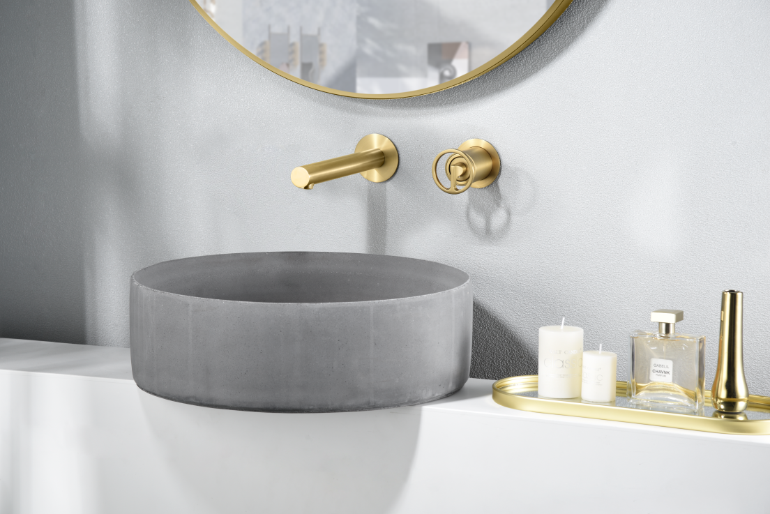 Imex - grifo lavabo empotrado oro cepillado | grifo empotrado baño con agua fría y caliente | grifo monomando lavabo empotrado | serie olimpo