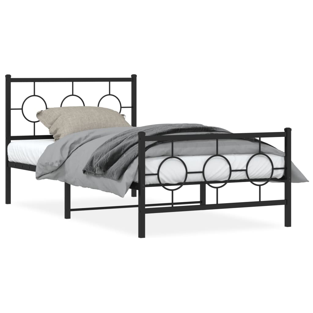 Łóżko Metalowe Czarne Rama Łóżka Ze Stelażem Do Pokoju Sypialni 100x190cm