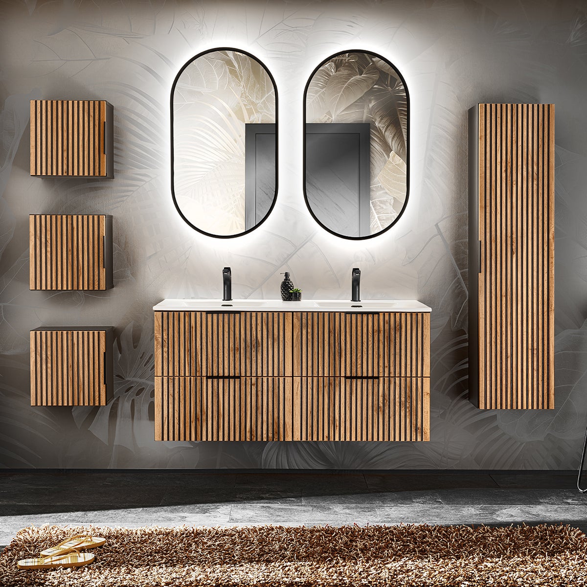 Armoire murale 1 porte Gaia Noir et Bois - 4