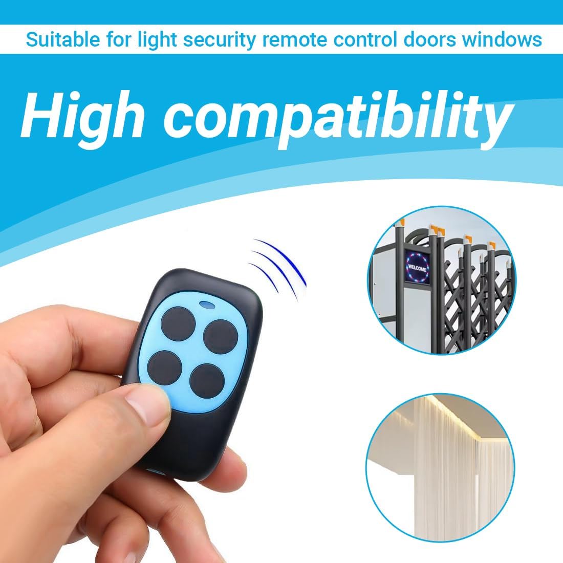 Telecommande Universelle Portail télécommande garage Code Fixe Bip Portail Universelle Sans Fil Compatible 4 Boutons Touches Copieuse pour Porte - 3