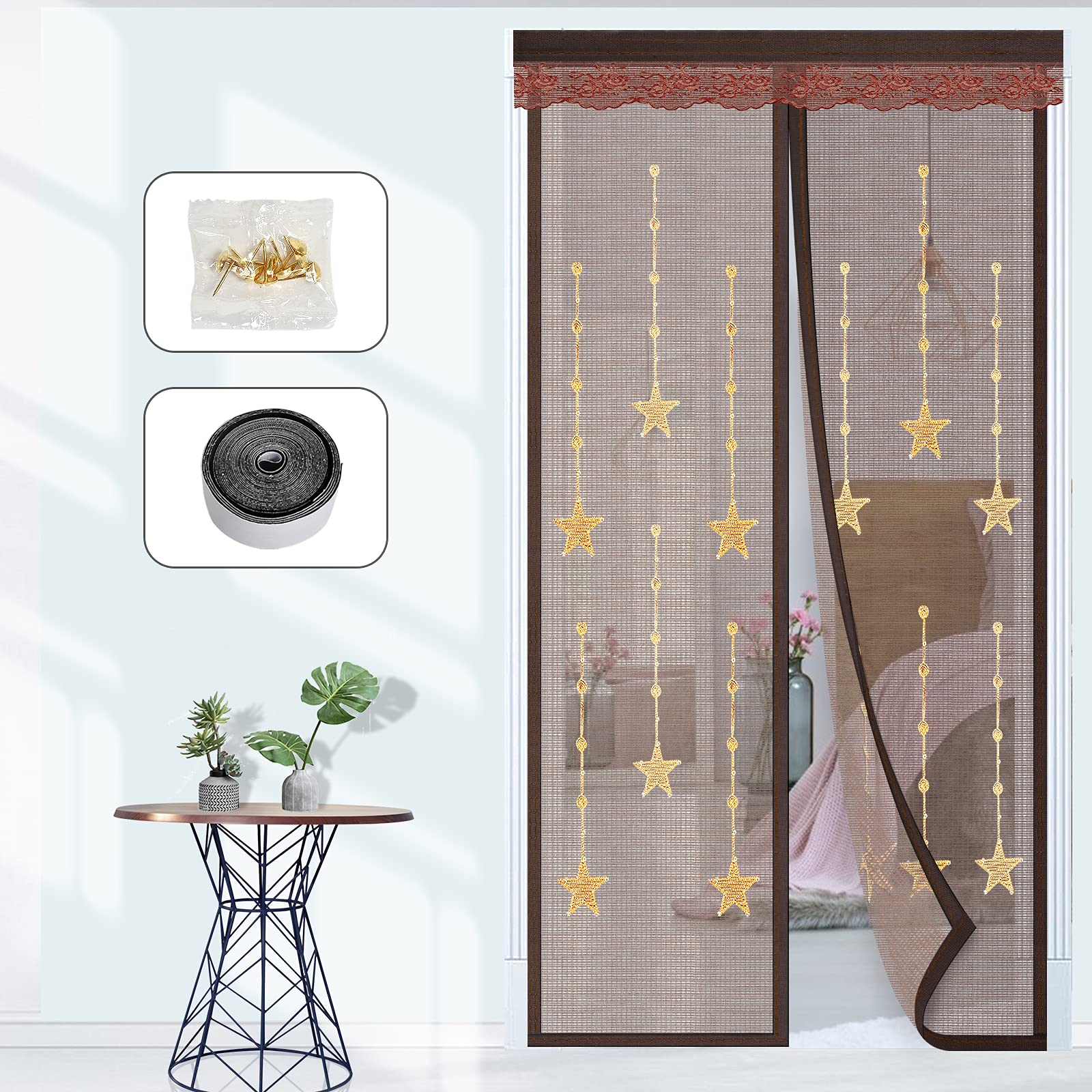 Magnetyczna kurtyna drzwiowa 100 x 210 cm, moskitiera, moskitiera, kurtyna magnetyczna, drzwi wejściowe z moskitierą, odpowiednia do drzwi balkonowych