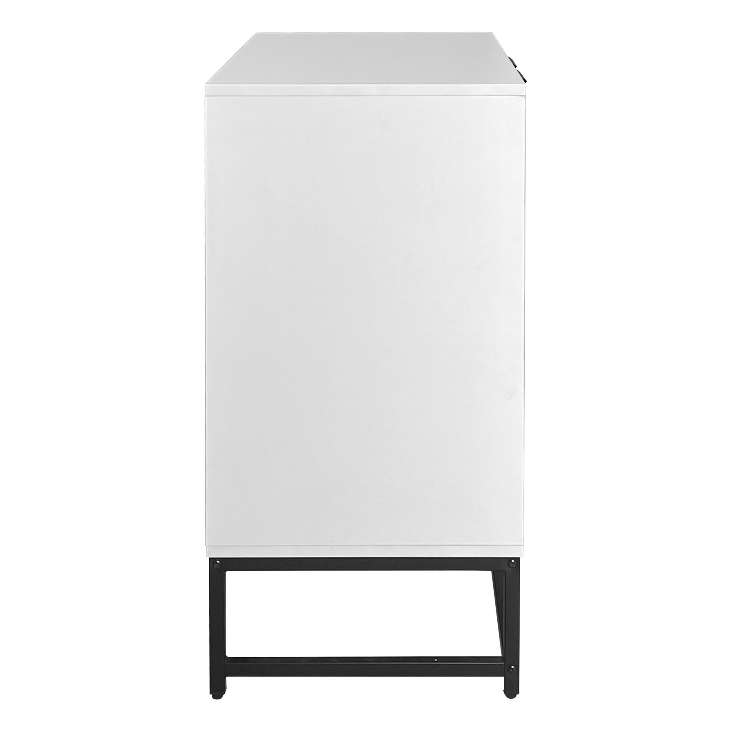 Buffet moderne à 4 portes, buffet avec poignées et pieds en métal, 160x40x80,5 cm, panneaux de particules, blanc - 7