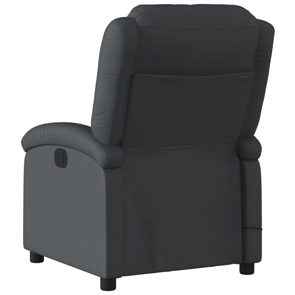 Fauteuil de Salon，Chaise，Fauteuil de massage inclinable noir cuir véritable - 4