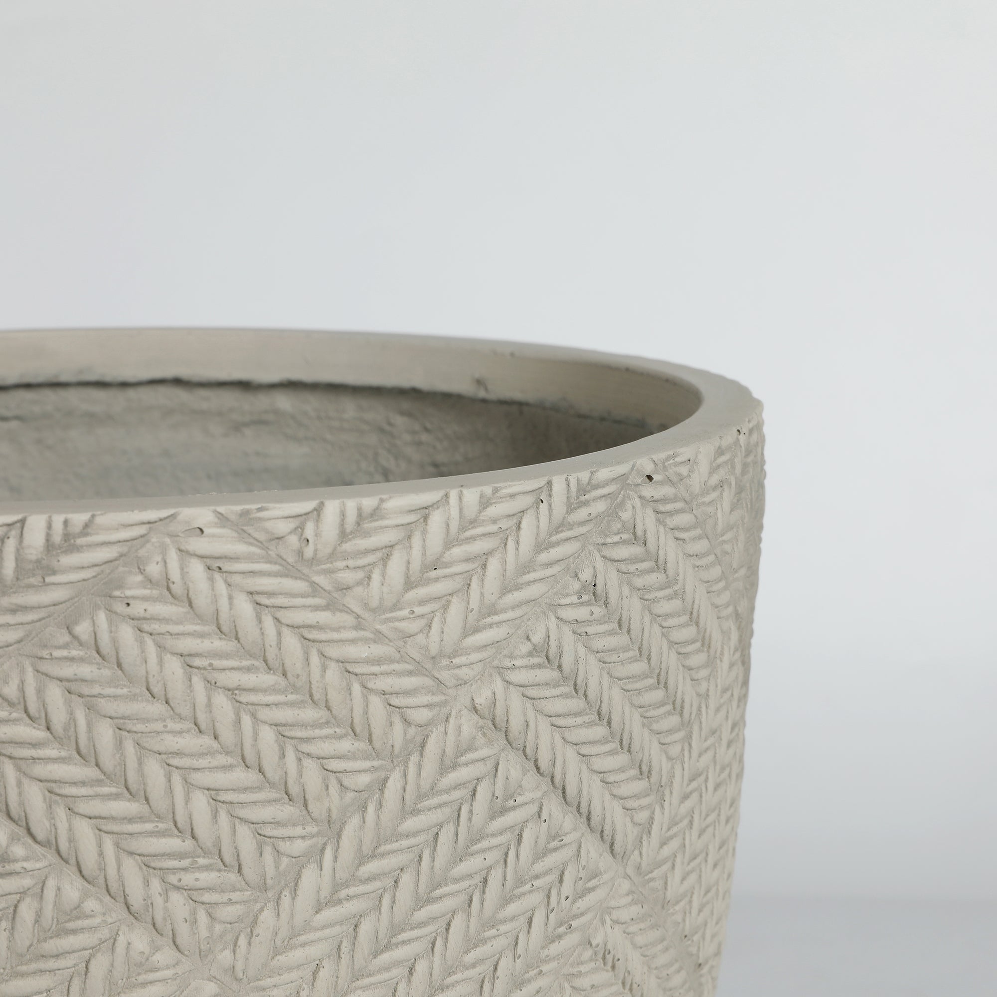 Grand pot de fleur extérieur lot de 2 jardinière ronde avec drainage 37x28cm et 45x35cm en béton gris - 9
