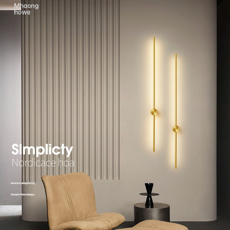 Kinkiet LED 60 cm, obrotowy lampka nocna 350°, dekoracyjne oświetlenie wewnętrzne, 3 regulowane temperatury barwowe, złoty - 2