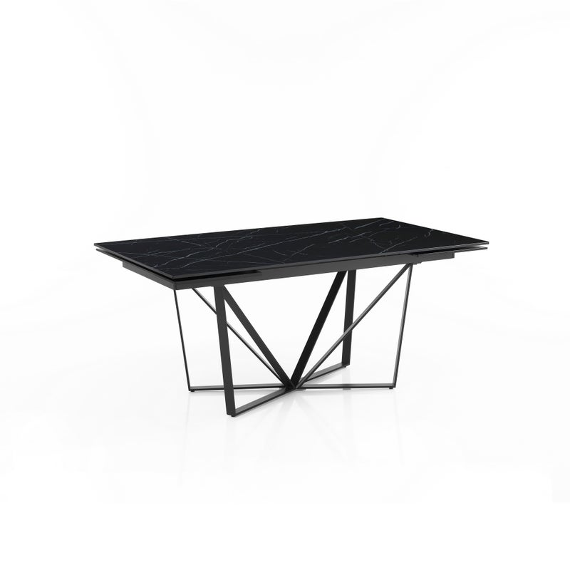 Stół rozkładany SPINNE BLACK MARBLE – stal szara, ceramika z czarnego marmuru, wys. 75 cm, szer. 160 cm, gł. 240 cm, 8/10 miejsc, do jadalni