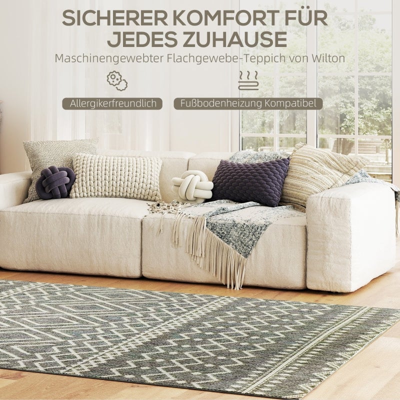Tapis de cuisine en toile unie, lavable et antidérapant, idéal pour les terrasses, balcons, salons et cuisines. 170 x 120 cm, gris. - 4