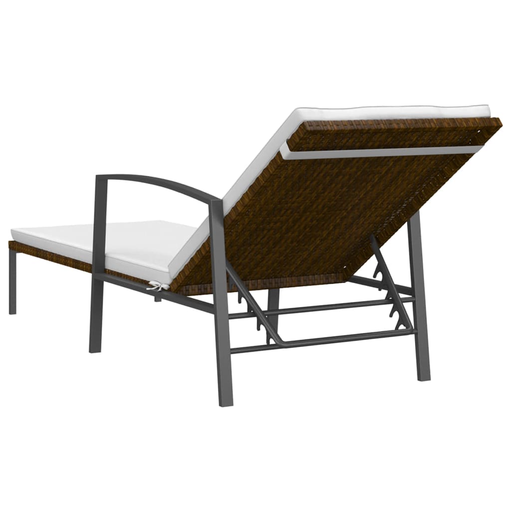 Chaises longues avec table 2 unités en rotin synthétique marron – ComfortXL - 6