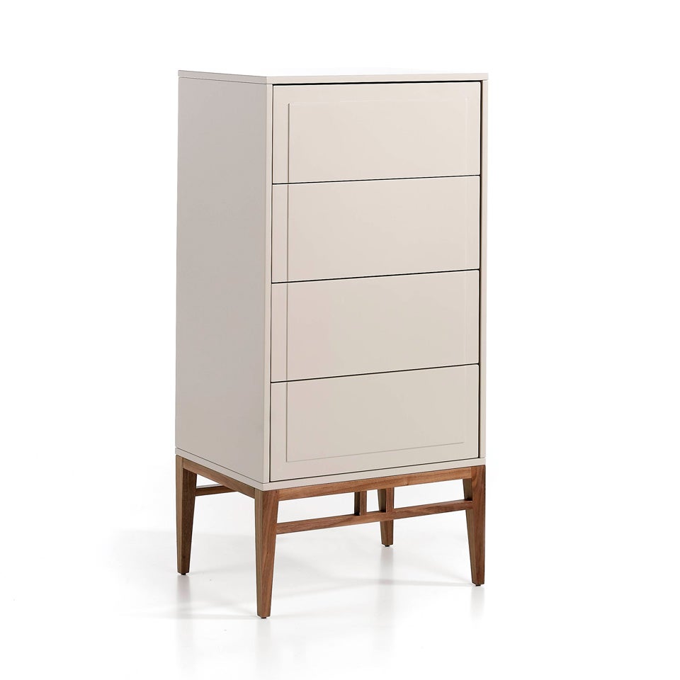 Szyfoniera z drewna beżowego i orzechowego 60 x 45 x 120 cm
