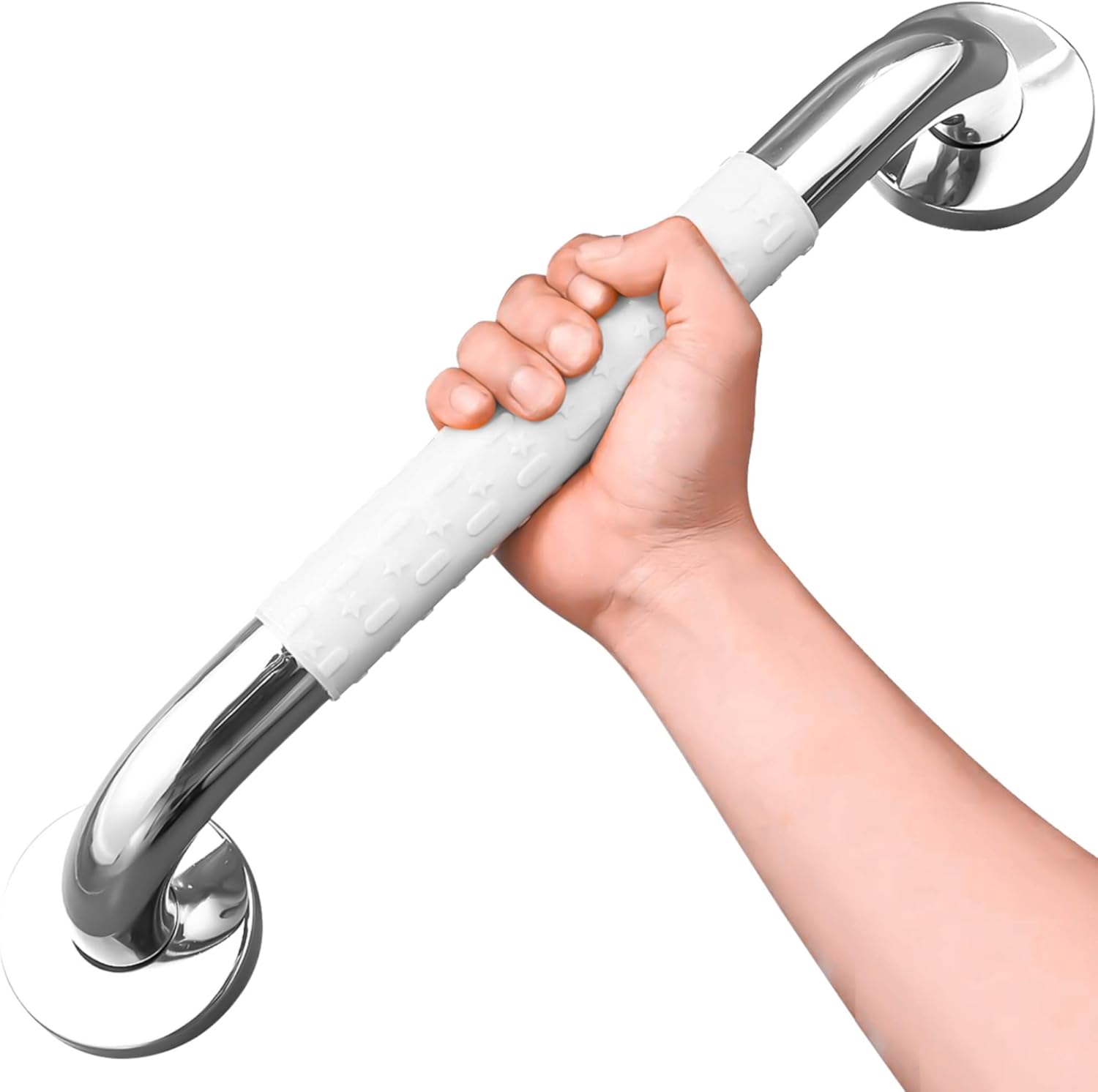 Biała poręcz do wanny, antypoślizgowa, ze stali nierdzewnej, montowana na ścianie, odpowiednia dla dzieci i osób starszych (40 cm)