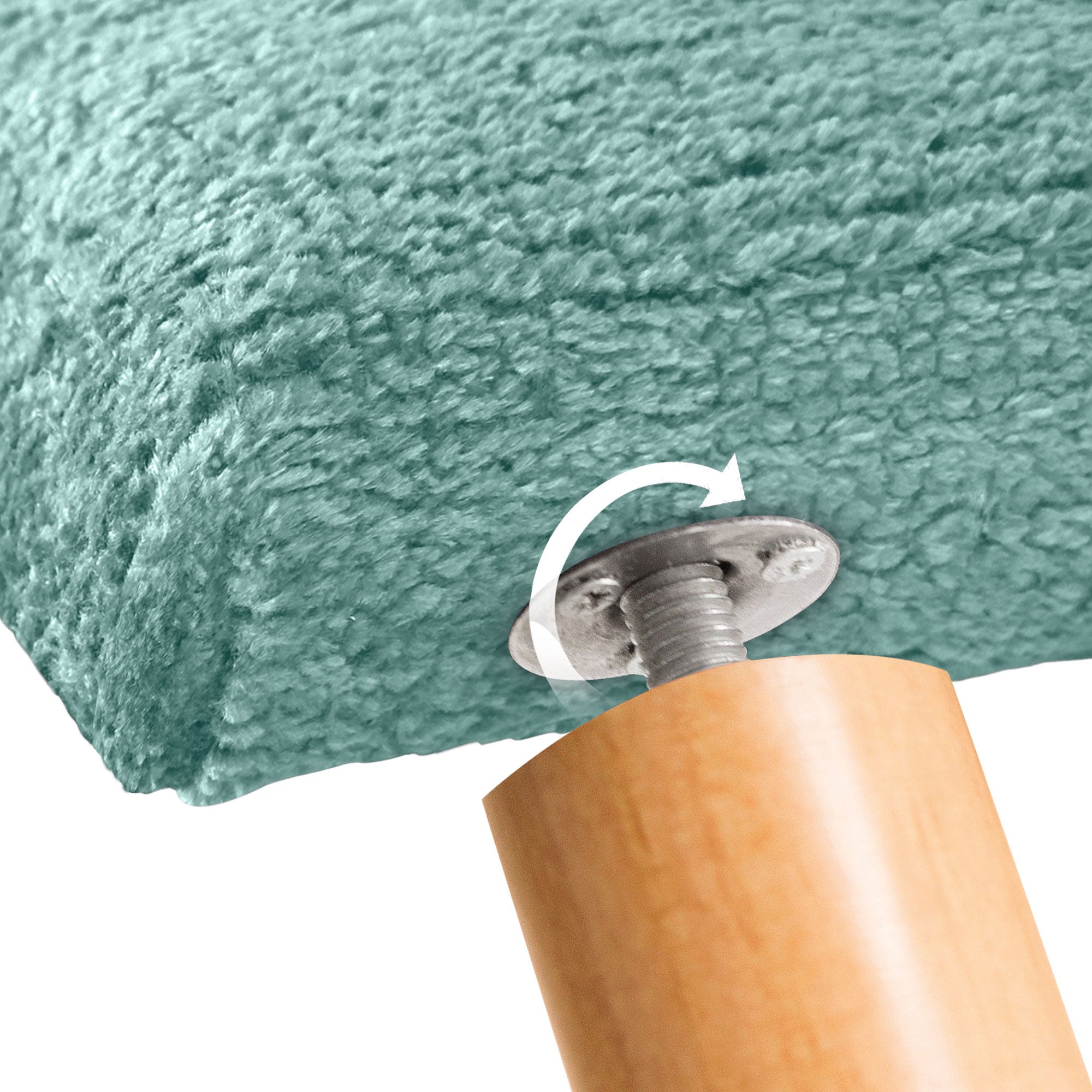 DHOME Testiera in lana ecologica premium finitura semplice con bottoni e gambe testiera imbottita per letto camera imbottita (Verde Acqua, 150 cm) - 7