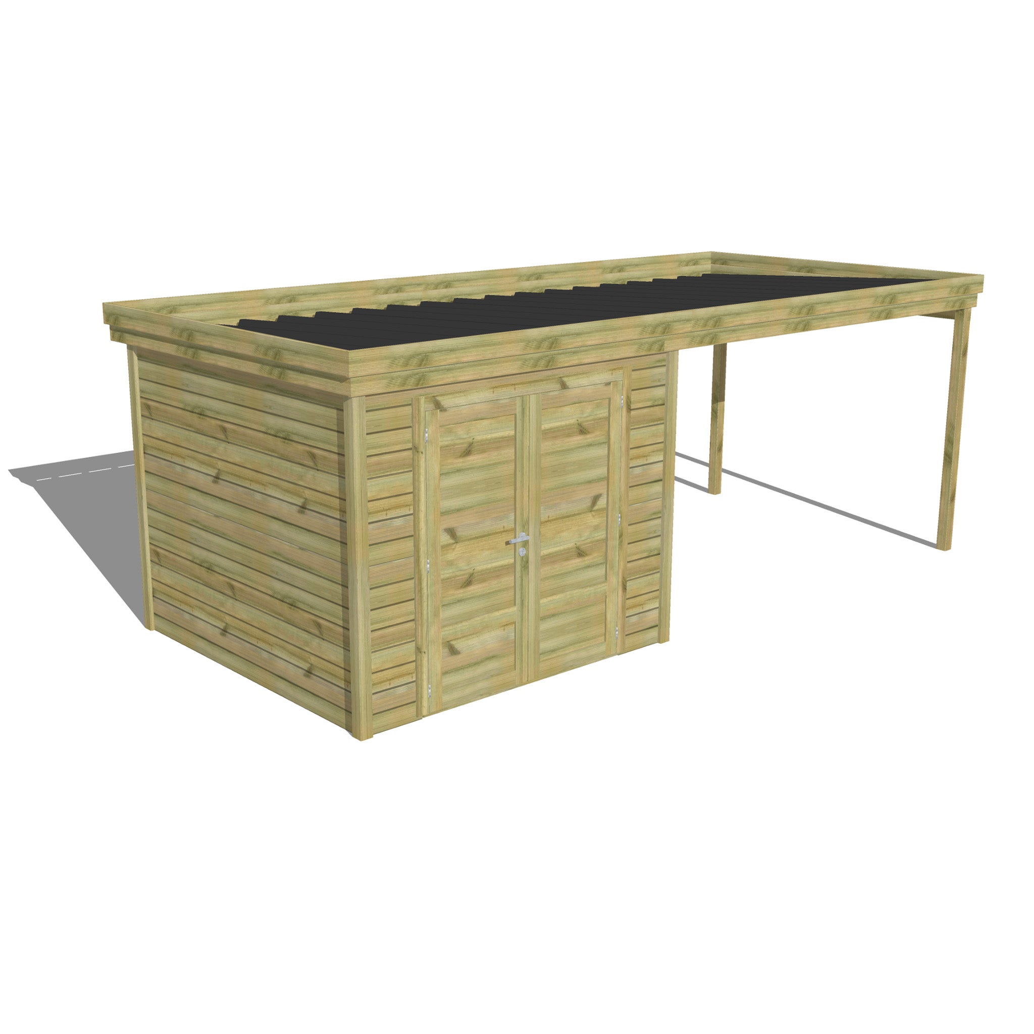 ABRI DE JARDIN bois Pin traité autoclave 27mm - 6,14x2,64m / 16,2m2 ...