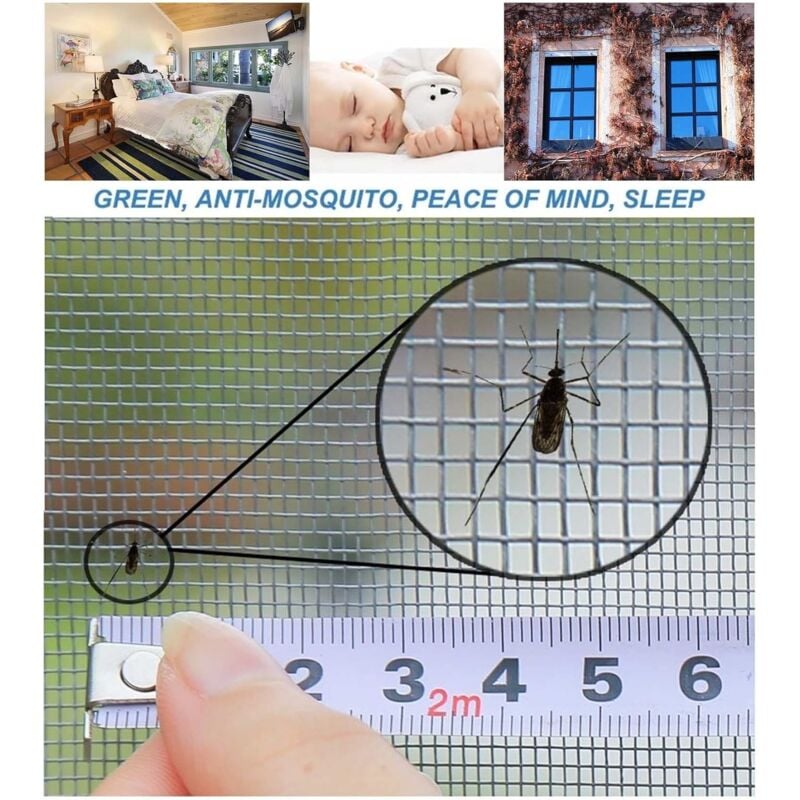 Moustiquaire Fenetre , Moustiquaire Autocollant pour Fenêtres, Maille Ajustable pour Insectes, Maille Transparente pour Chat, Moustiquaire (120150cm ) - 2