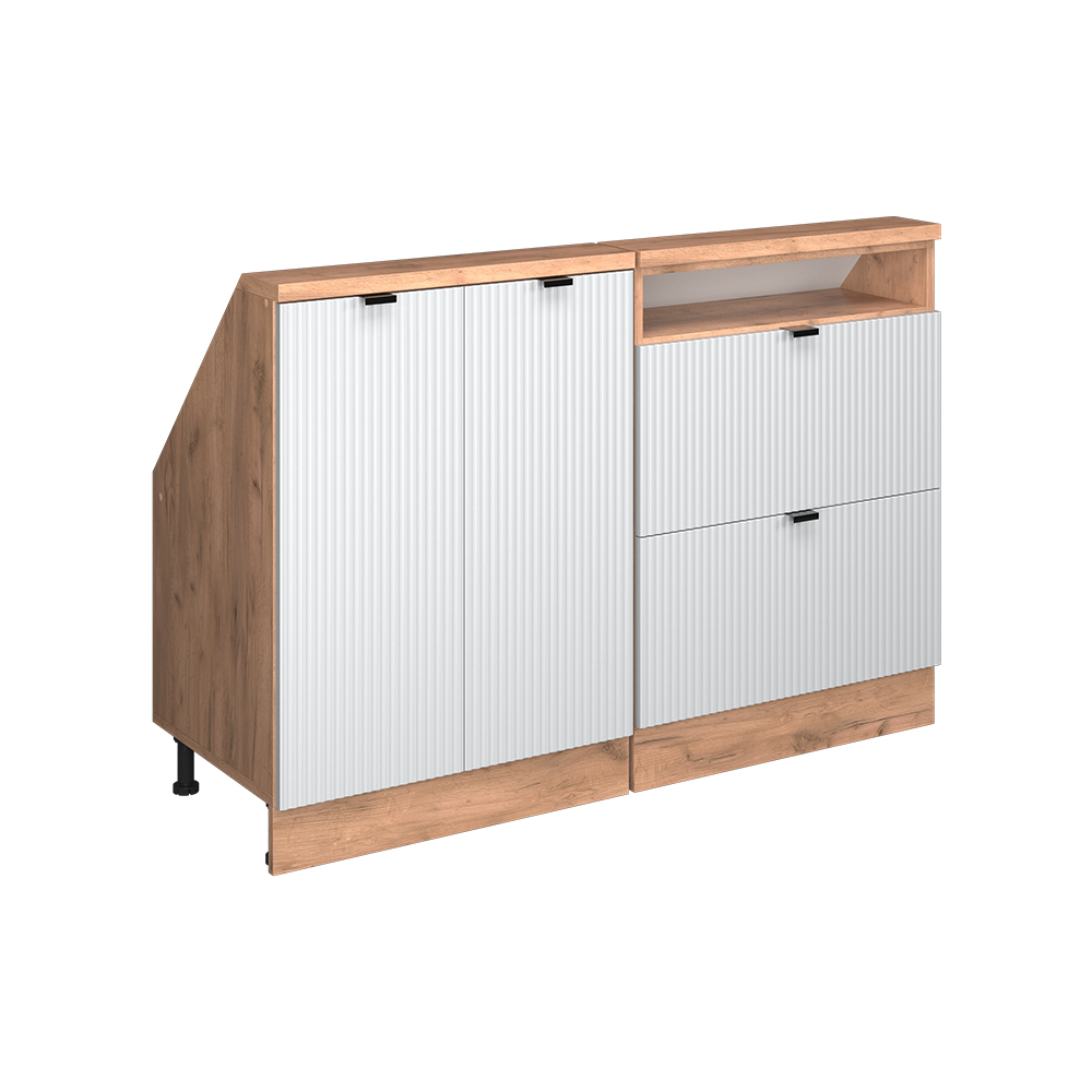 Vicco Szafka kuchenna na dach skośny R-Line, Białe pofałdowanie, 120 cm Zestaw 2 sztuk