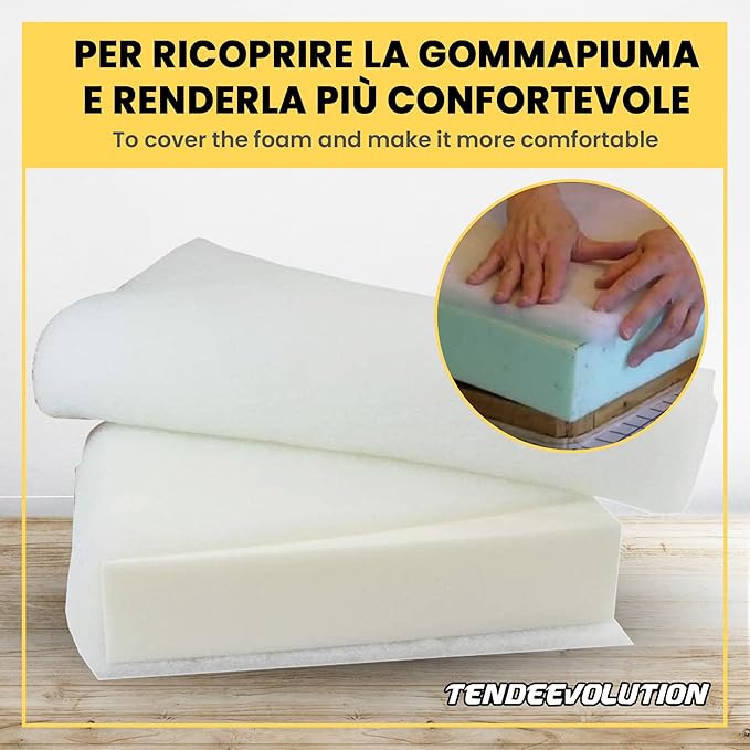 Ouate de résine synthétique au mètre - Hauteur 2.1m, Epaisseur 1cm, 100g - Idéal pour le rembourrage, les couettes, le remplissage des tissus et les m - 6