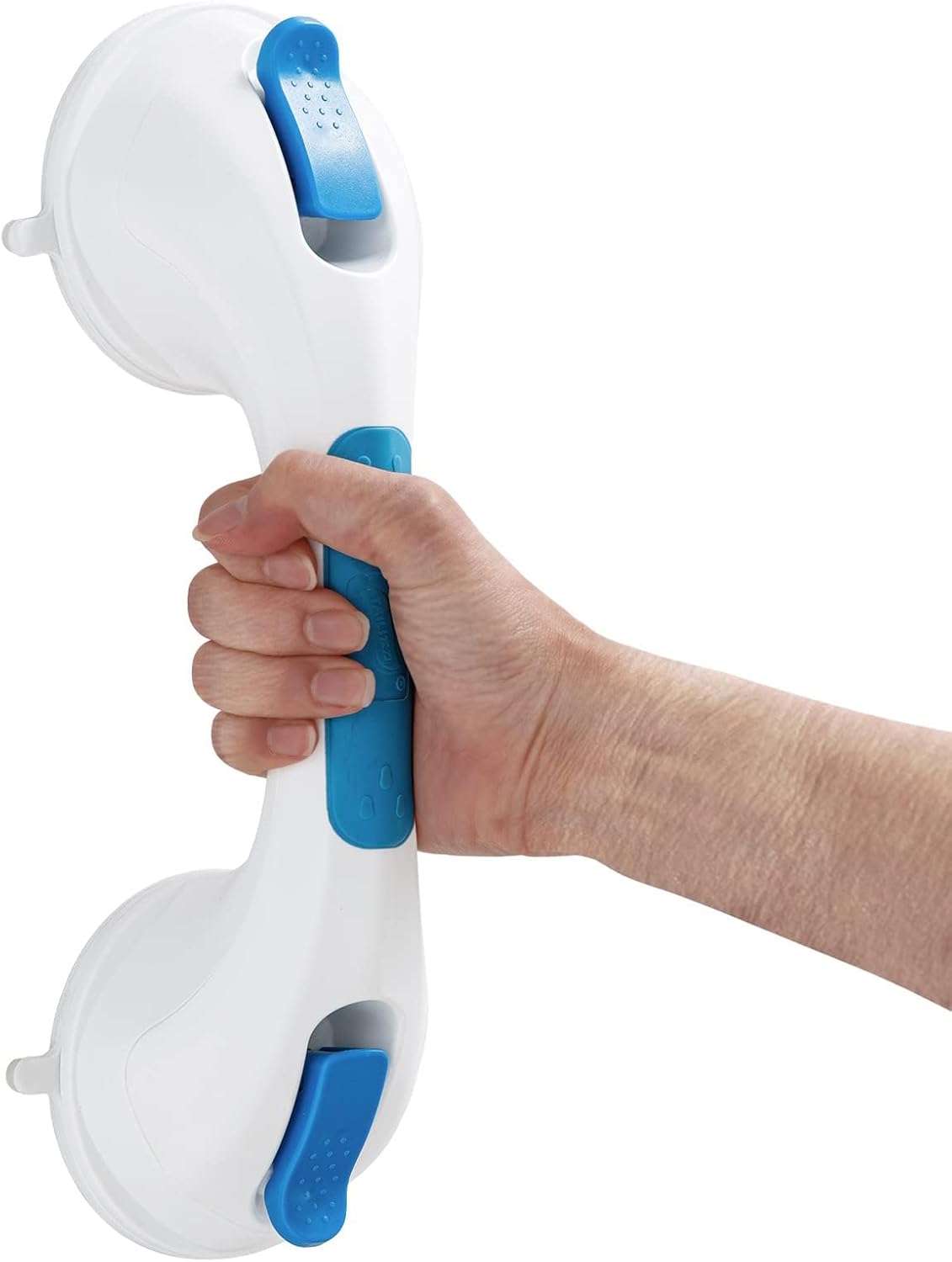 Uchwyt prysznicowy z przyssawką do łazienki, wytrzymały uchwyt prysznicowy 31 cm, uchwyt prysznicowy bezpieczeństwa, niebieski