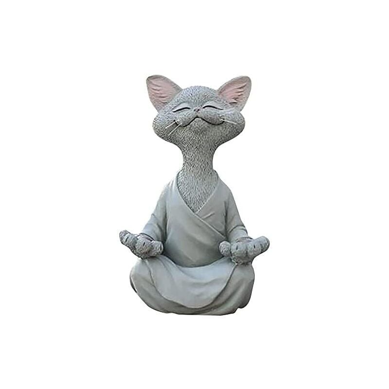 Chat Figurine, Figurka Kota do Medytacji Joga Szczęśliwy Kot, Zen Kot w Zrelaksowanej Pozycji Rzeźba do Domu na Zewnątrz Trawnik Dekoracja Prezenty