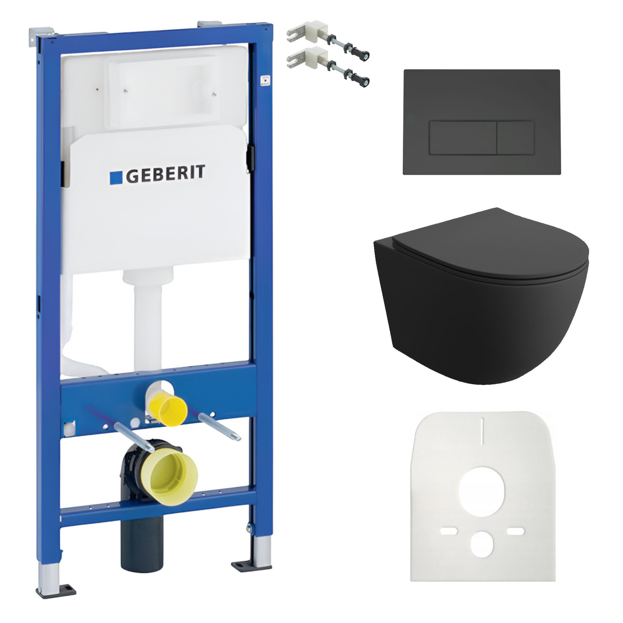 GEBERIT Duofix Basic Support Bâti-support + Lavita WC Sinto Black suspendu noir sans bord + panneau de commande Delta 25 noir | Kit complet WC - 8