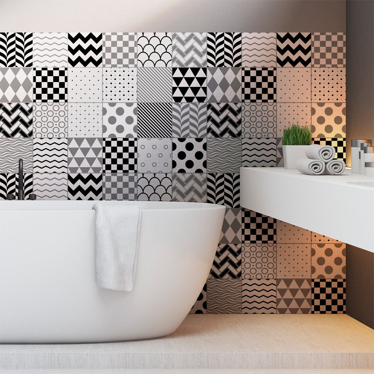 24 vinilos azulejos escandinavo islandés - adhesivo de pared - revestimiento sticker mural decorativo - 24stickers15x15cm