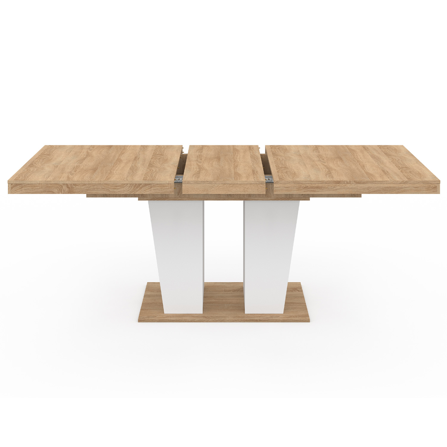 Table à manger extensible rectangle ELIAD 6-10 personnes bois et blanc 160-200 cm - 3