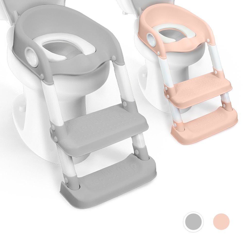 Siège de toilette pour enfant Mobiclinic Lala adaptateur de toilette pour enfant avec échelle antidérapant gris et blanc - 2