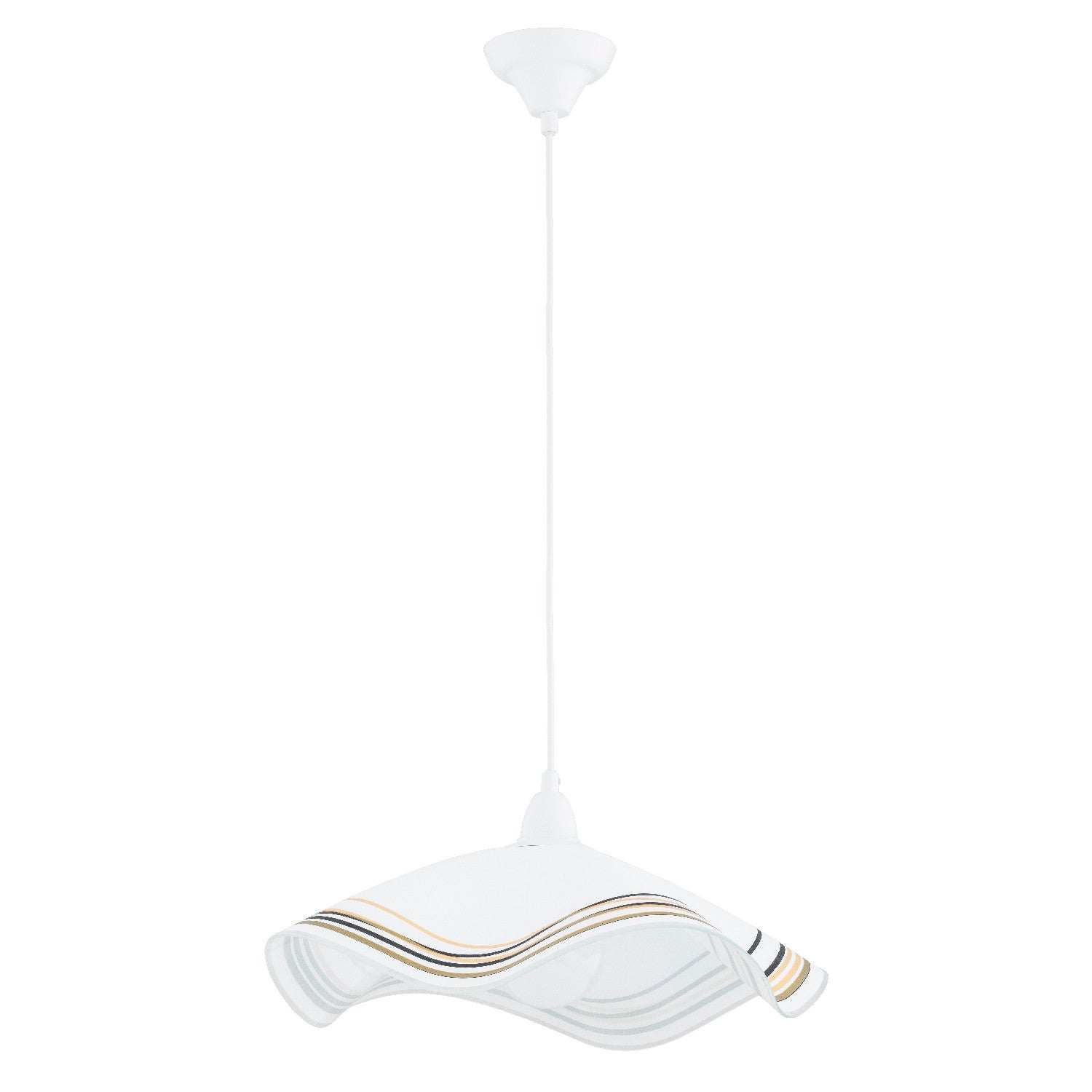 Lampa wisząca Flores biało-beżowa-czarna 1xE27x15W do kuchni wym: 90 x 41 x 47 cm tworzywo sztuczne Alfa