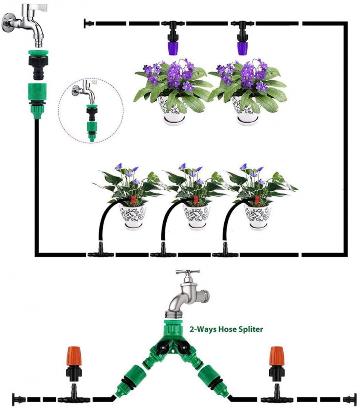 Système D'irrigation,149 Pcs Micro Irrigation Goutte à Goutte Kit Arrosage Automatique,Systeme Arrosage Aoutte A Goutte Irrigation De Jardin-20M - 4