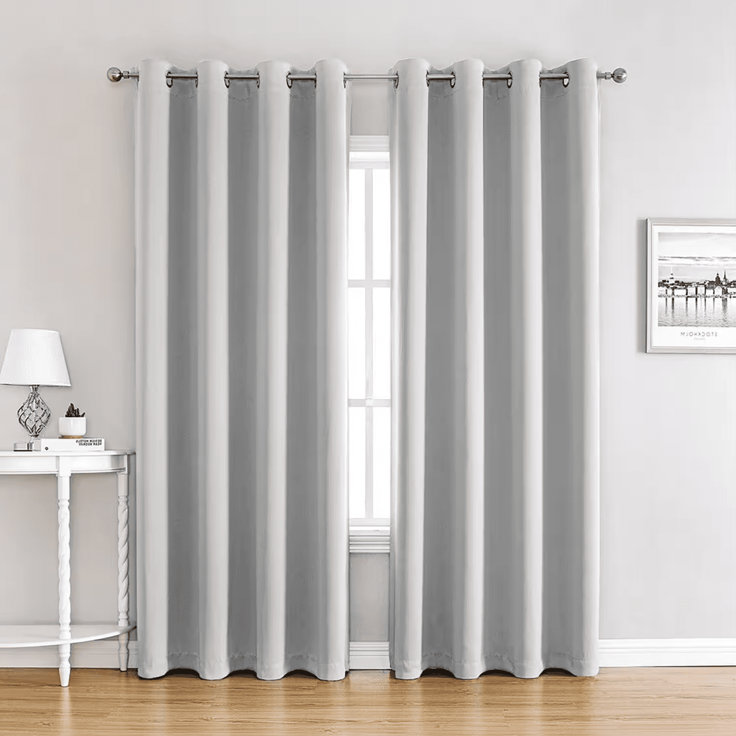 Cortinas opaca foscurit gruesa y suave 140x260cm resistente al calor y la luz, color gris (2 piezas)