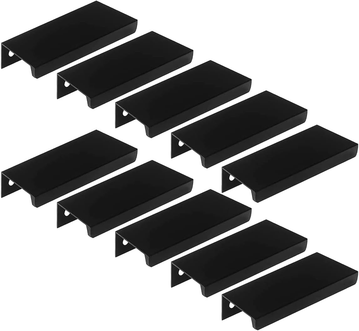 Uchwyty meblowe - Uchwyty - Stop aluminium - 10 sztuk - Odległość między środkami otworów 64 mm - Czarny