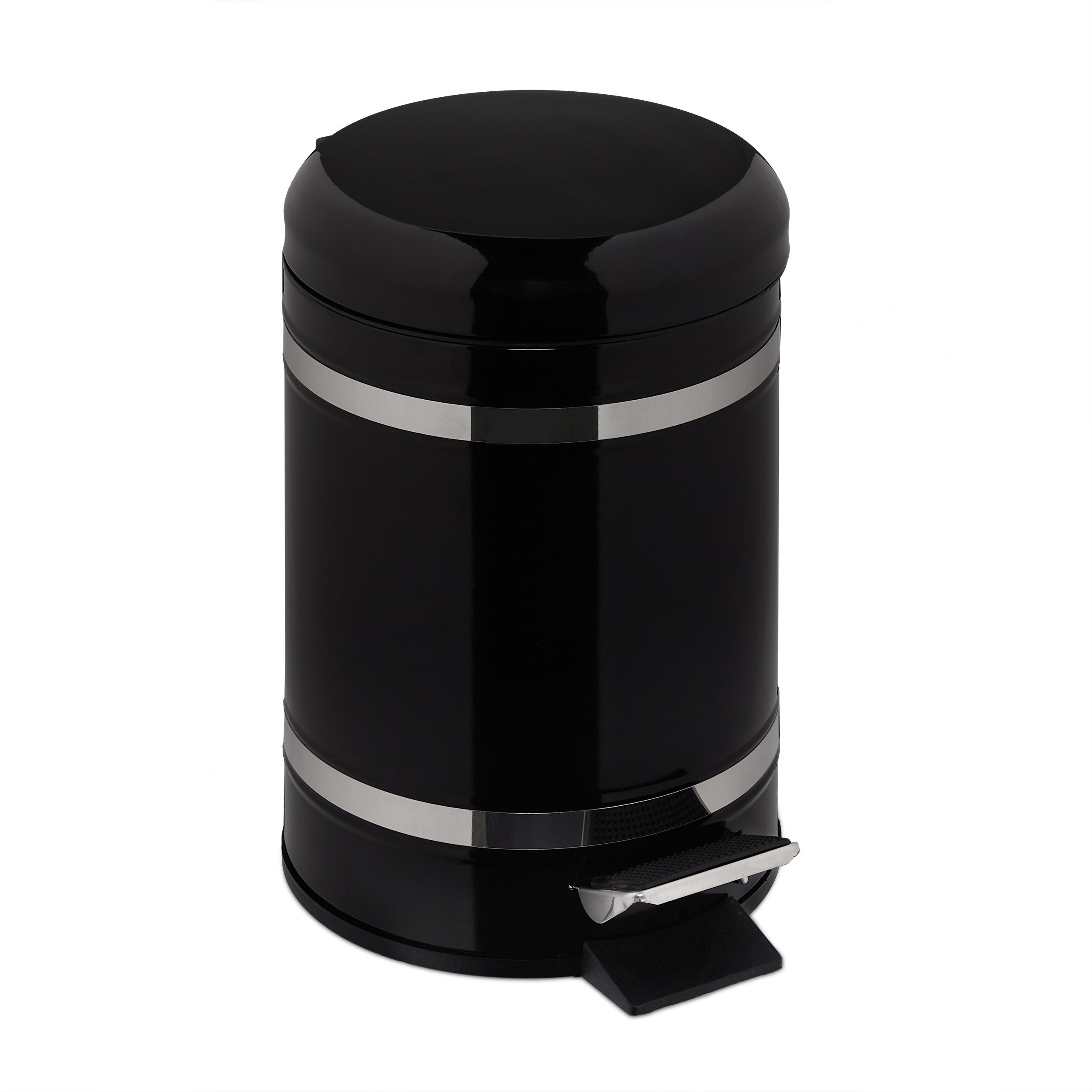 Relaxdays Poubelle Salle De Bain 5 Litres - Acier Inoxydable Mat Noir Avec Pédale