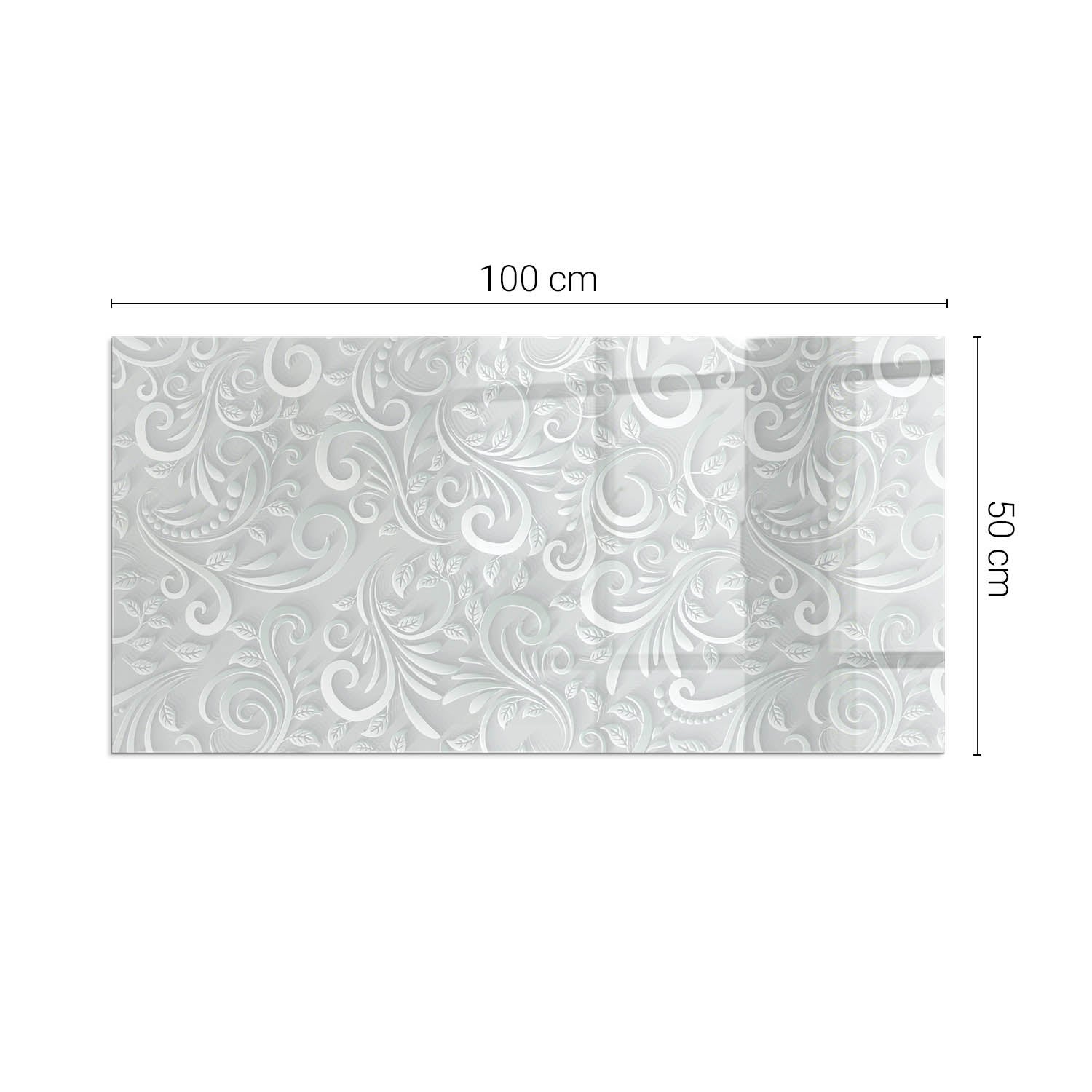 Prostokątna płyta szklana ochronna pod piecyk, kominek - 100x50 cm - Elegancki wzór roślinny - TULUP - 2