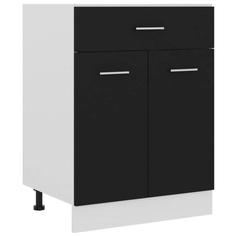Armoire à Four Lyon Noir 60x46x81,5 Cm - Meuble De Cuisine En Bois D'Ingénierie, Avec Étagère, à Monter - 6