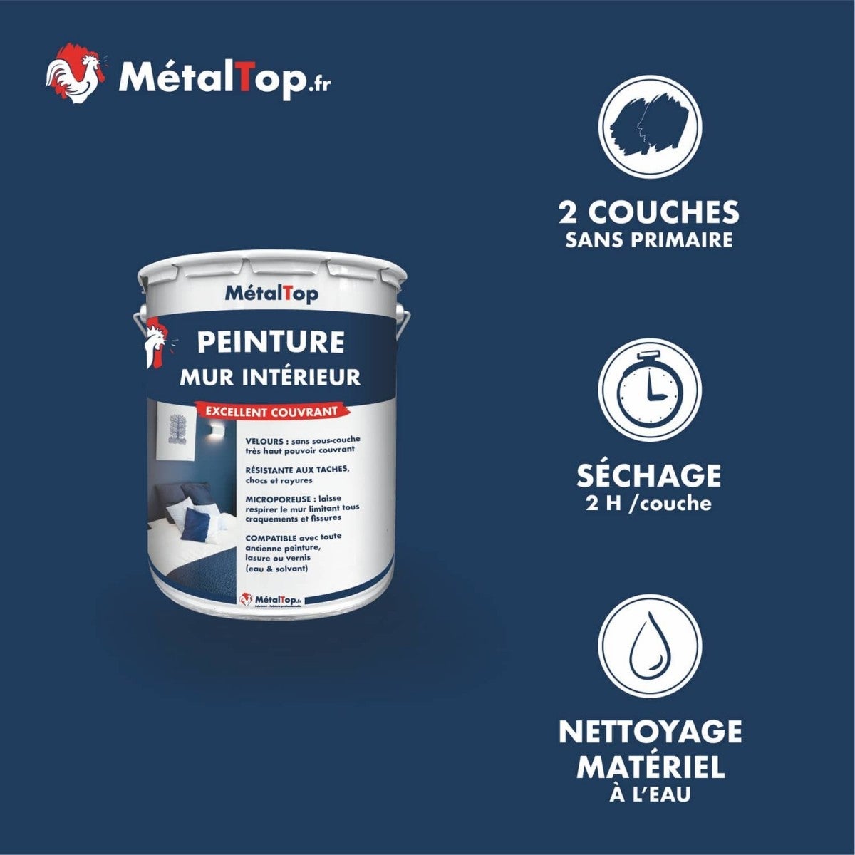 Peinture Mur Interieur - Gris anthracite - RAL 7016 - 5 L - Métaltop - 4