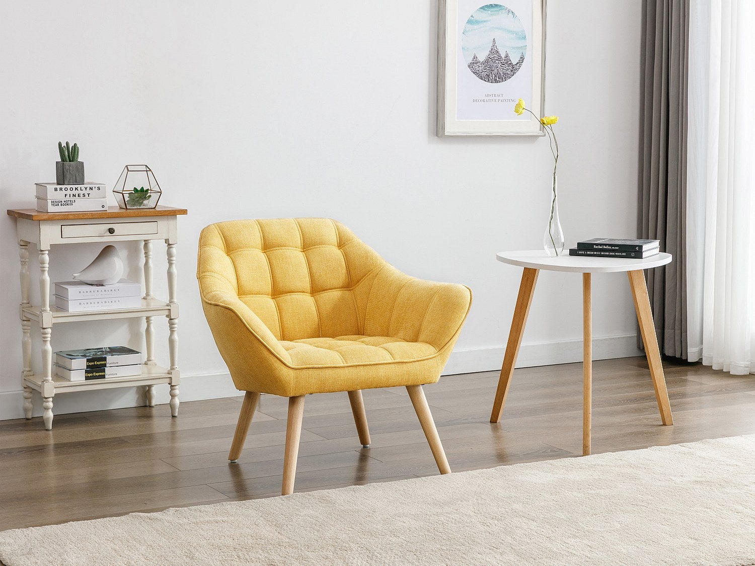 Fotel z żółtą musztardową tapicerką - CASERTA