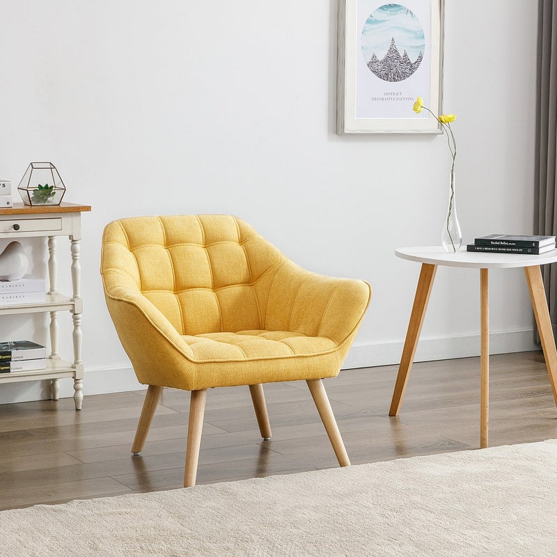 Fotel z żółtą musztardową tapicerką - CASERTA